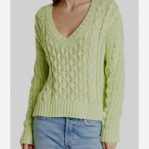 LINE The Label V-Neck Cable Knit Pullover Sweater Large - Picture 2 of 10